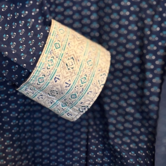 Panhandle Navy Blue & Turquoise Casual Button Down Shirt Size Large Long Sleeve - Picture 8 of 11